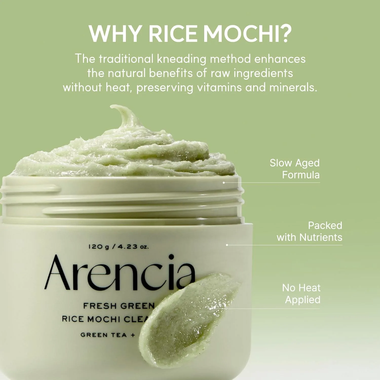 Arencia Fresh Green Rice Mochi Cleanser 120g 6