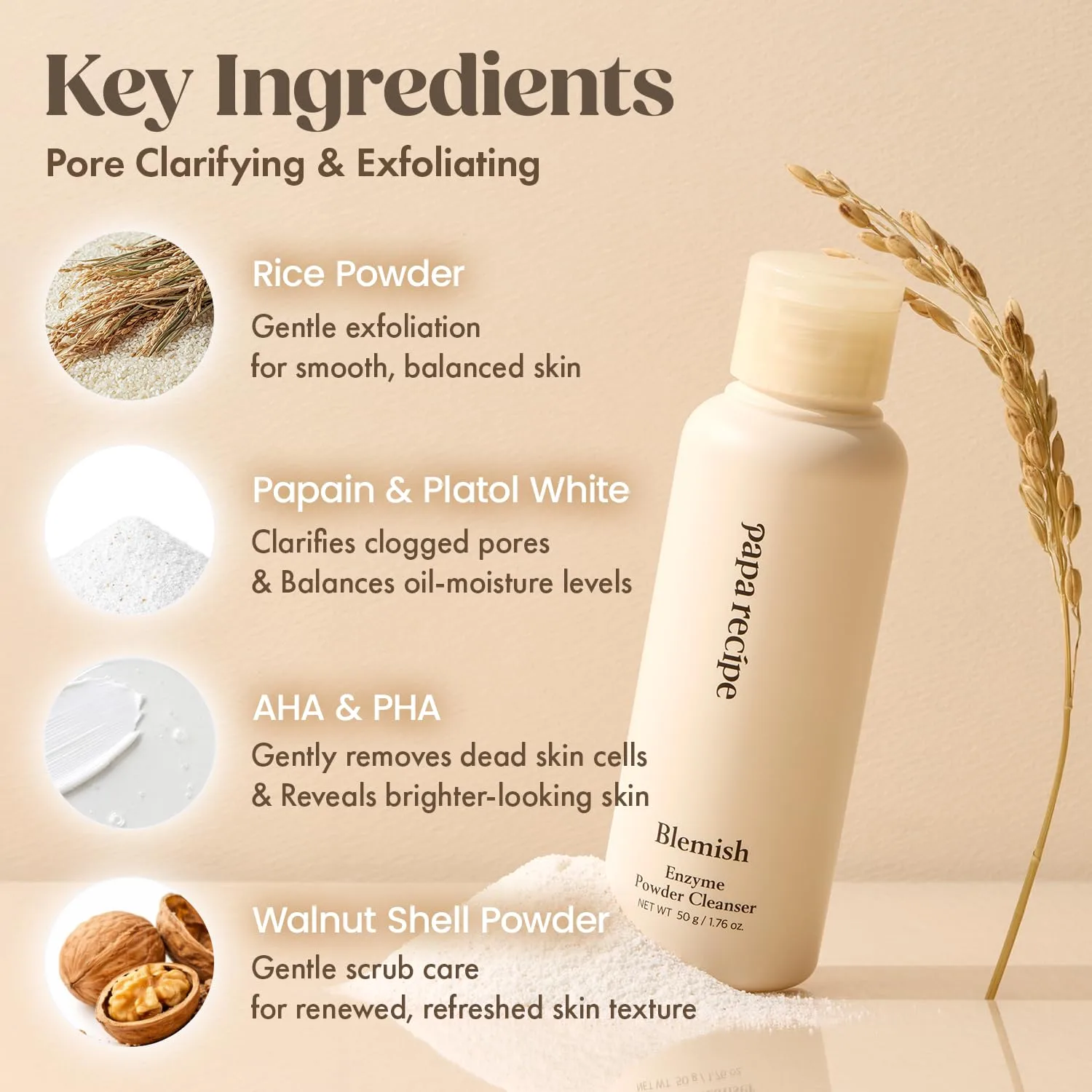 Papa Recipe Rice Smooth Enzyme Powder Cleanser 50g 3