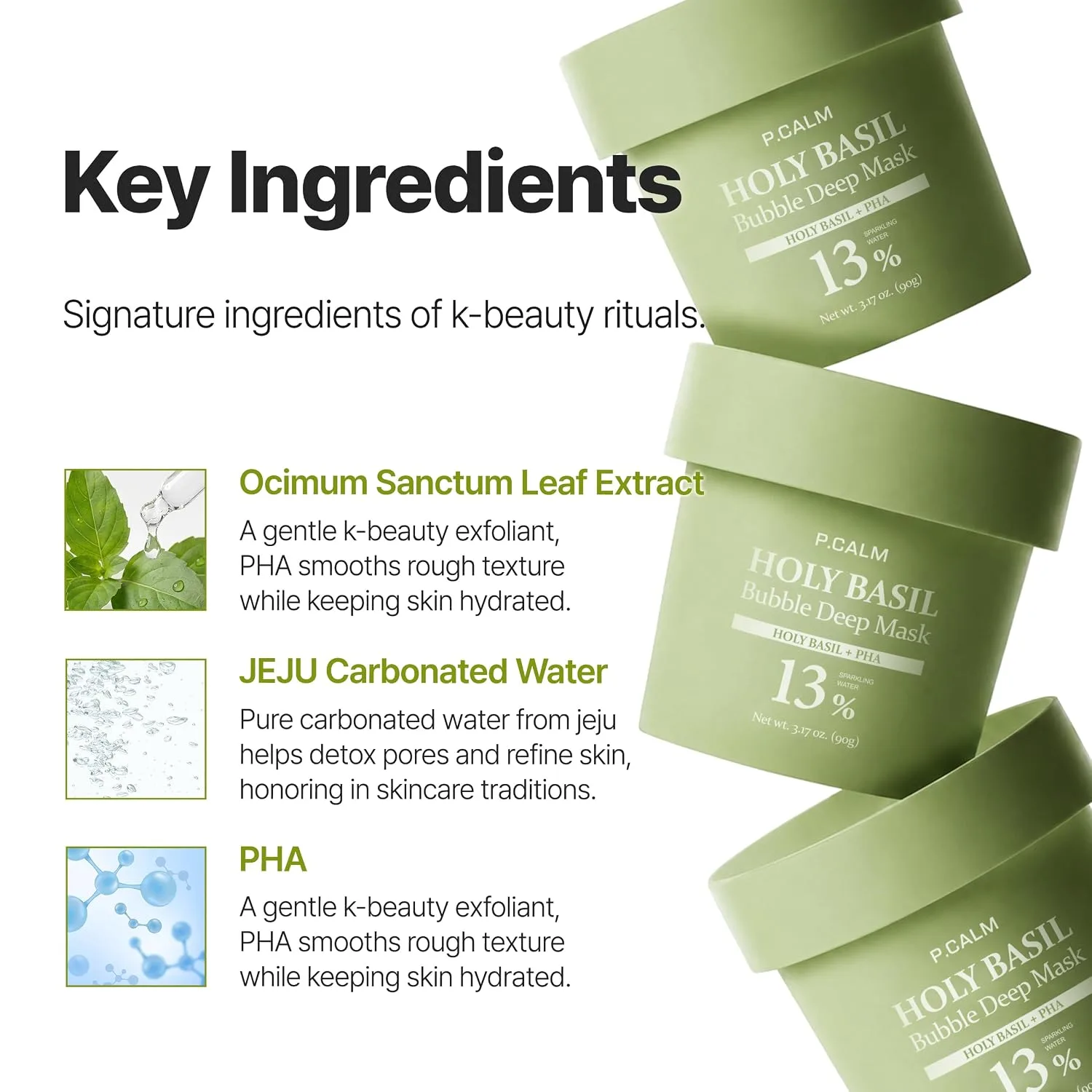 P.CALM Holy Basil Bubble Deep Mask 90g 2