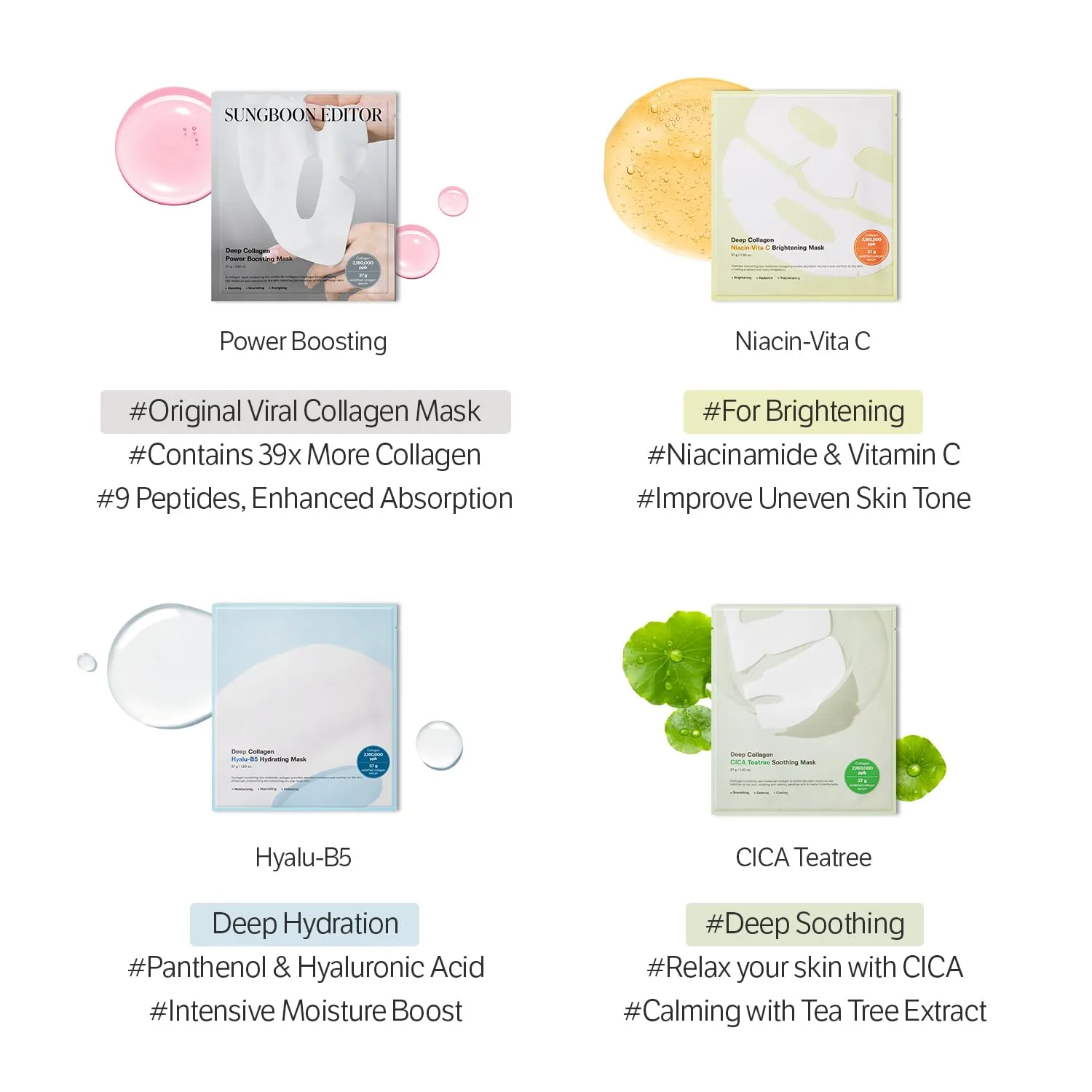 Sungboon Editor Deep Collagen Hyalu-B5 Hydrating Mask 37g*4ea 6