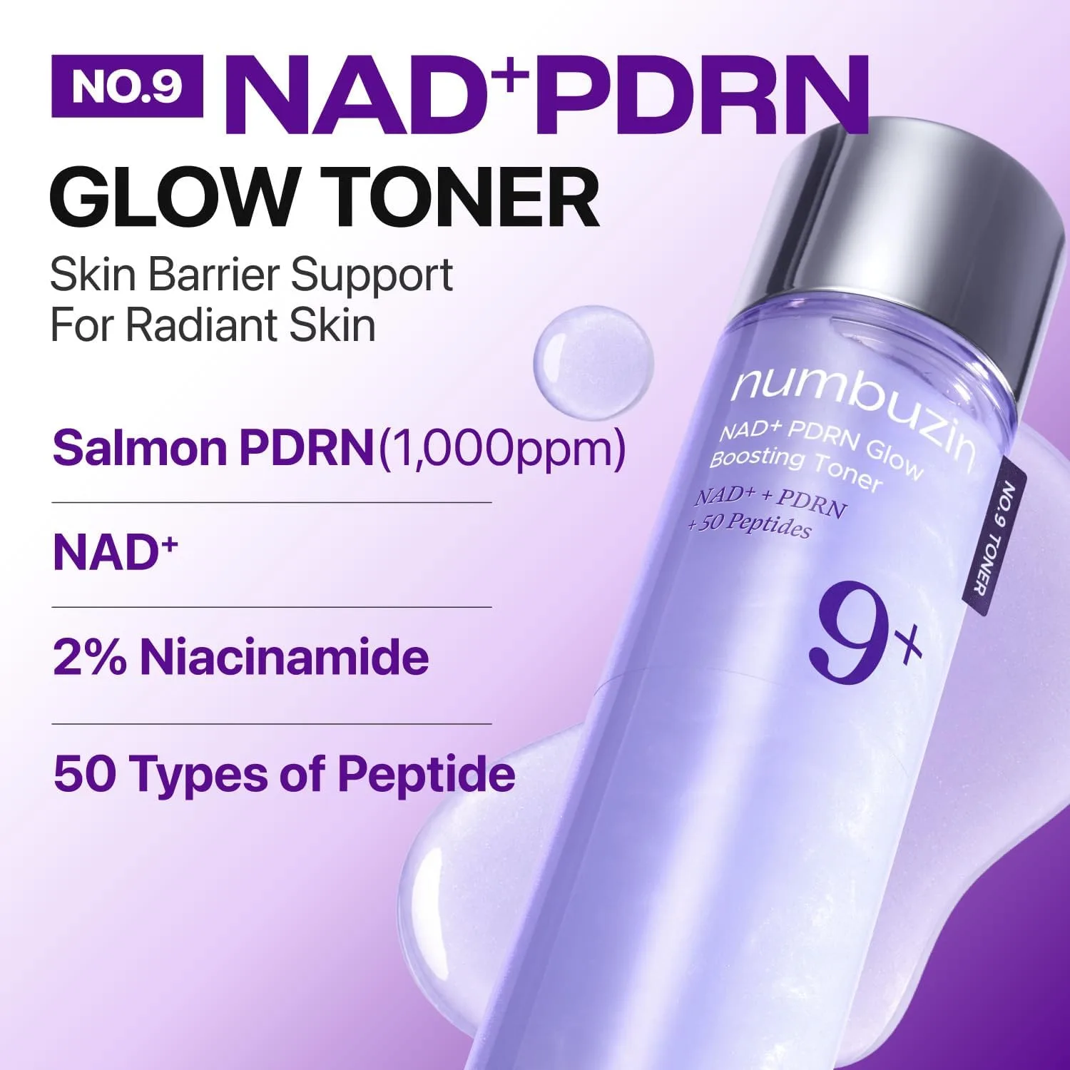 numbuzin No.9+ NAD+ PDRN Glow Boosting Toner 150ml 2