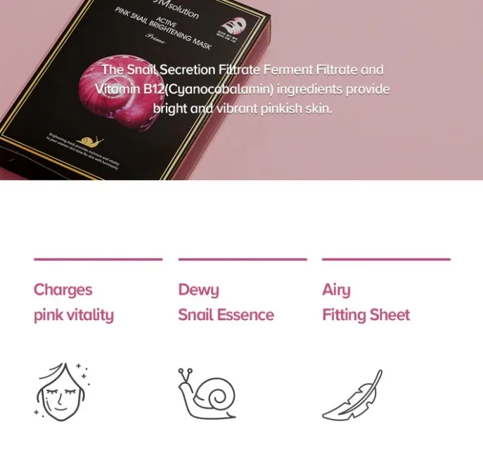 JMSOLUTION ACTIVE PINK SNAIL BRIGHTENING MASK 10 SHEETS 3