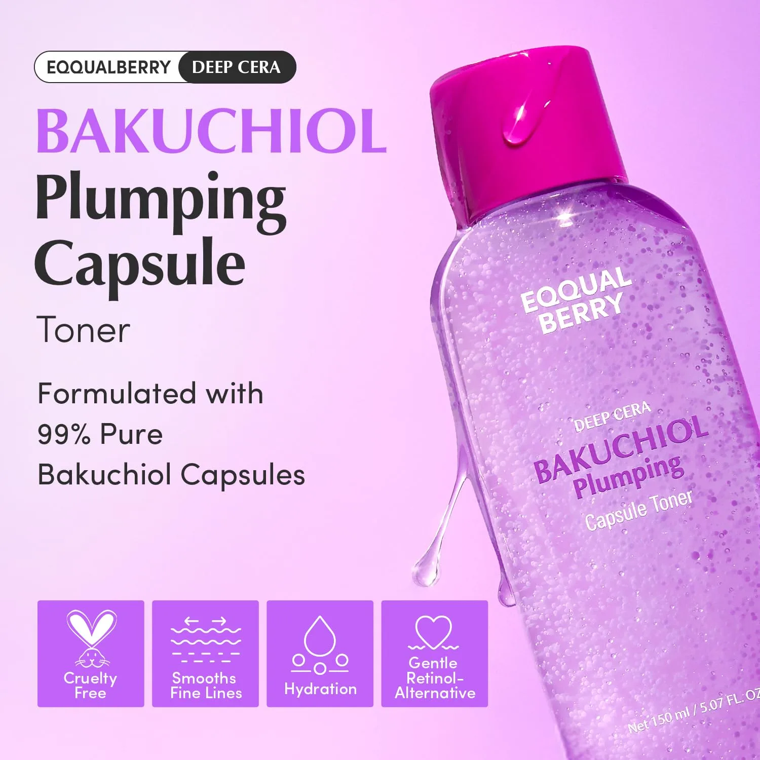 EQQUALBERRY BAKUCHIOL PLUMPING CAPSULE TONER 150ml 2