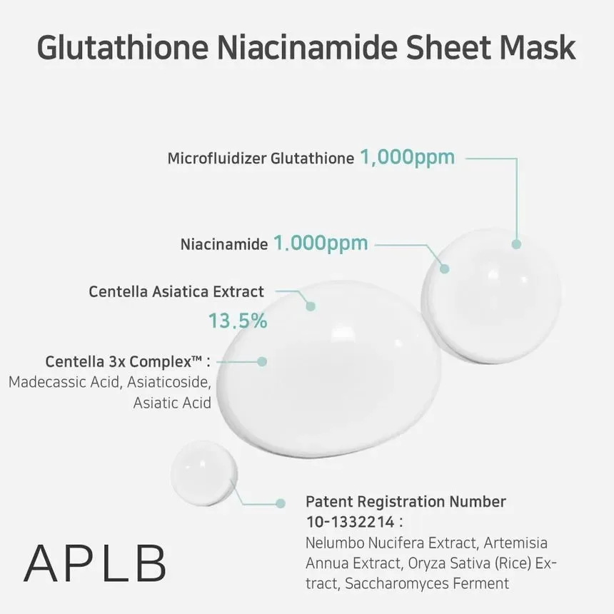 APLB Glutathione Niacinamide Sheet Mask 25ml 1ea 3