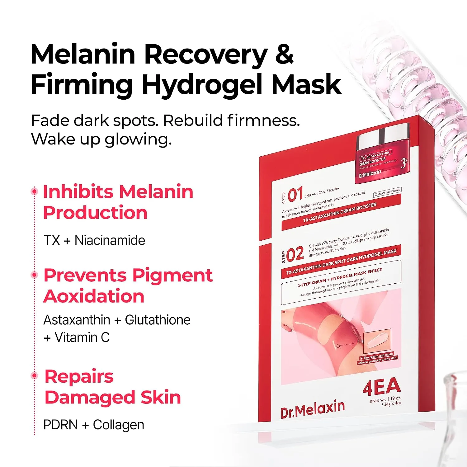 Dr.Melaxin TX-ASTAXANTHIN DARK SPOT CARE CREAM HYDEOGEL MASK 1ea 2