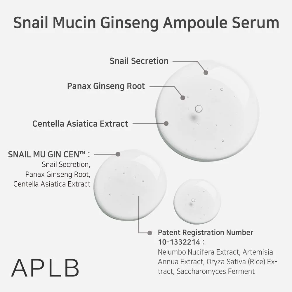 APLB SNAIL MUCIN GINSENG AMPOULE SERUM 40ml 3
