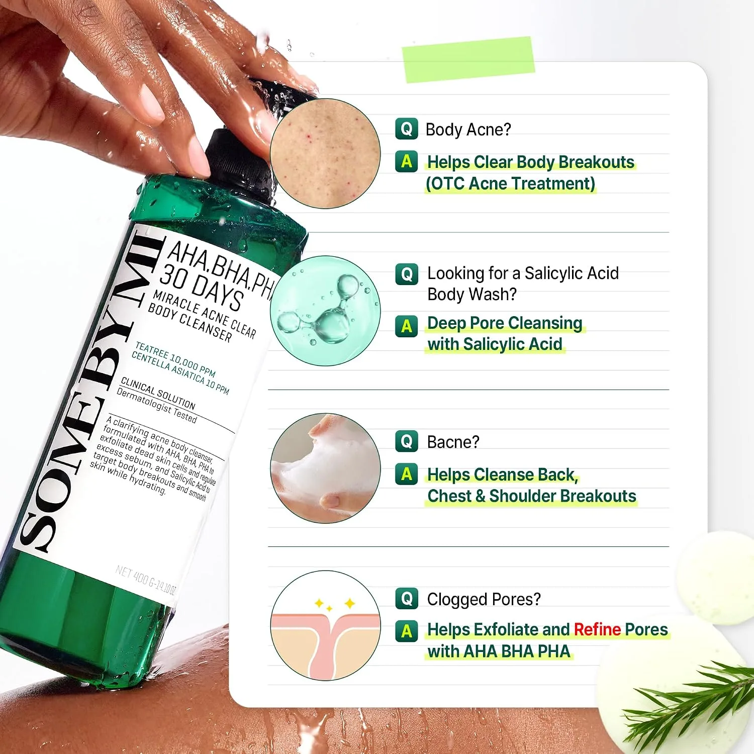 SOME BY MI AHA BHA PHA 30 Days Miracle Acne Clear Body Cleanser 400g 7