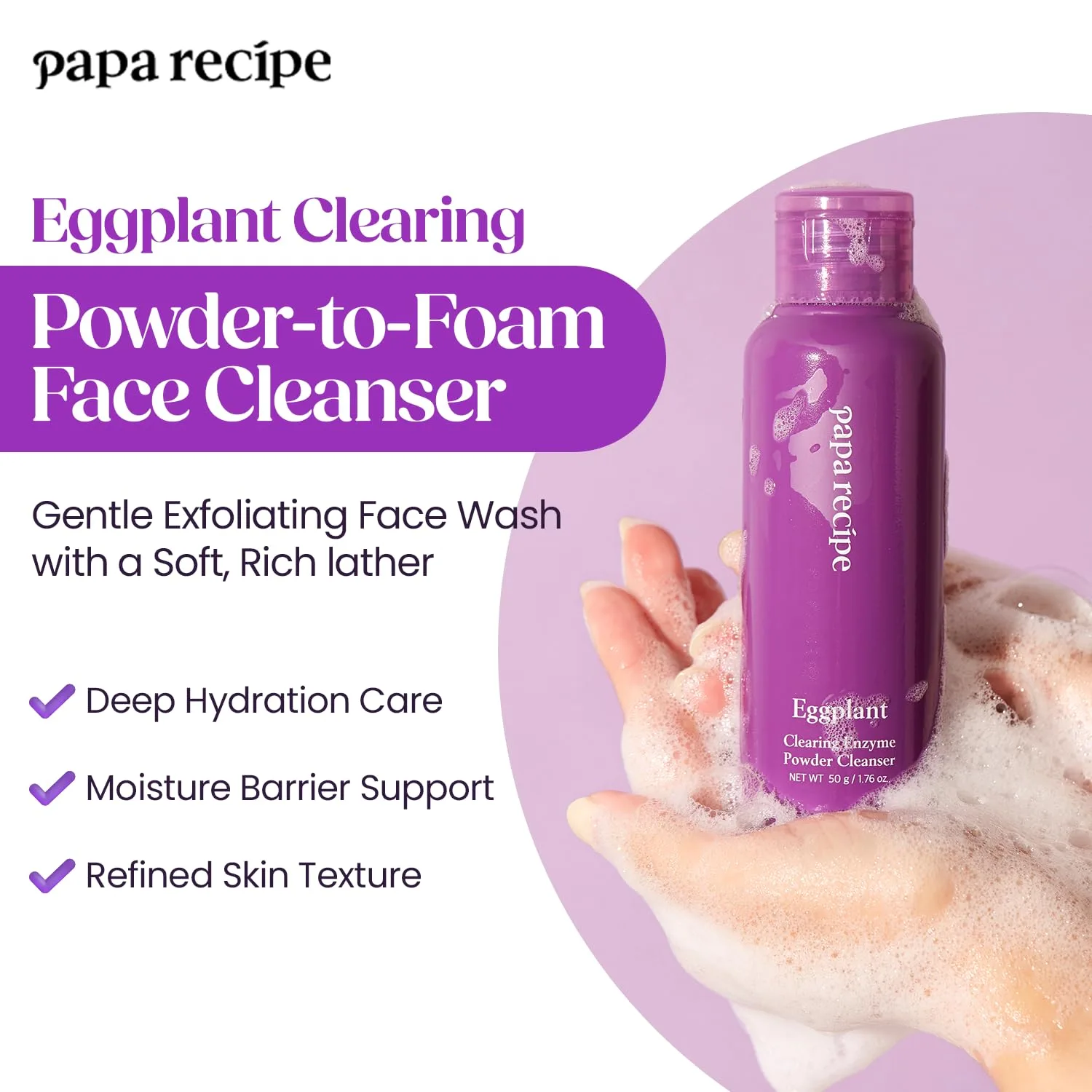 Papa Recipe Eggplant Clearing Pore Enzyme Powder Cleanser 50g 2