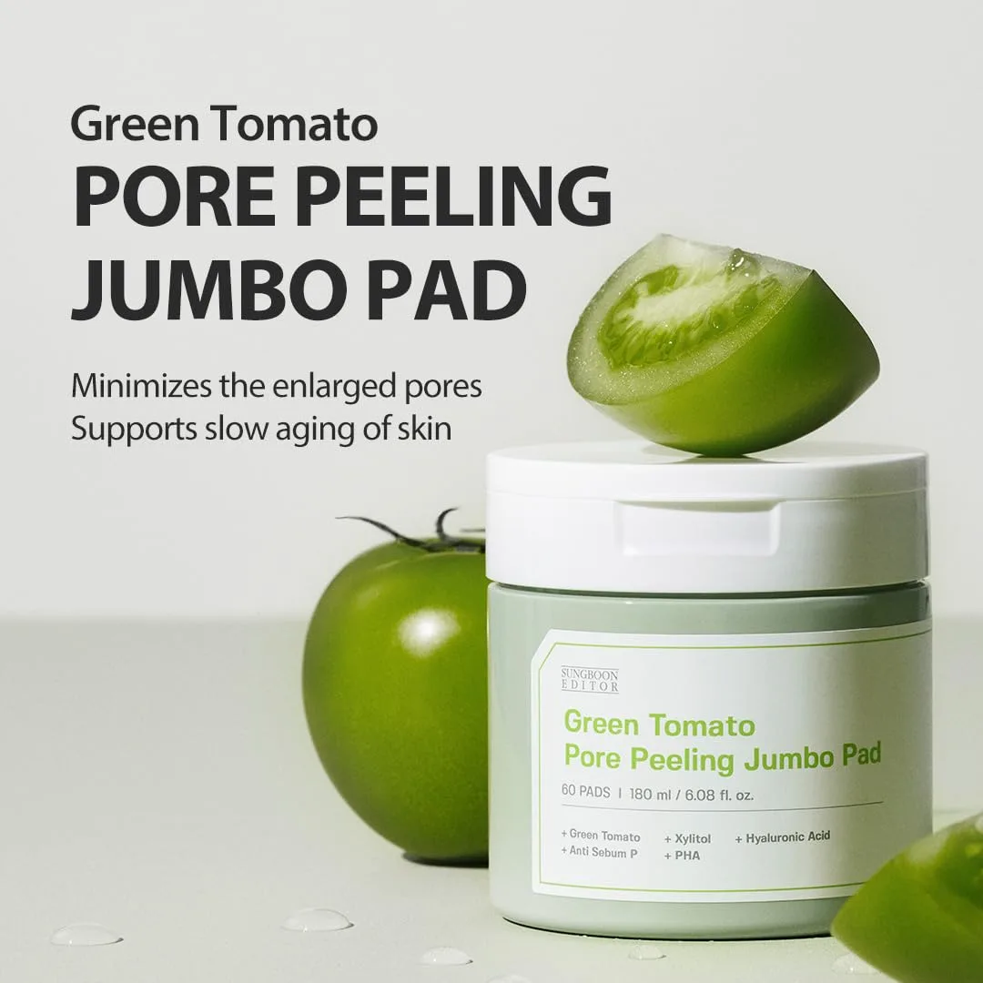 Sungboon Editor Green Tomato Pore Peeling Jumbo Pad 60pads, 180ml 2